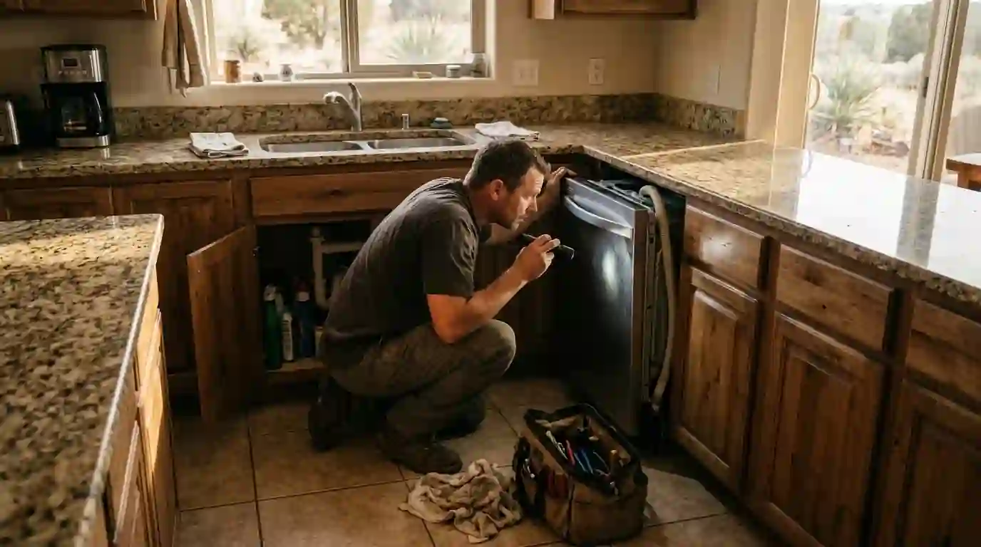 Dishwasher Repair technician at work in Farmington, NM