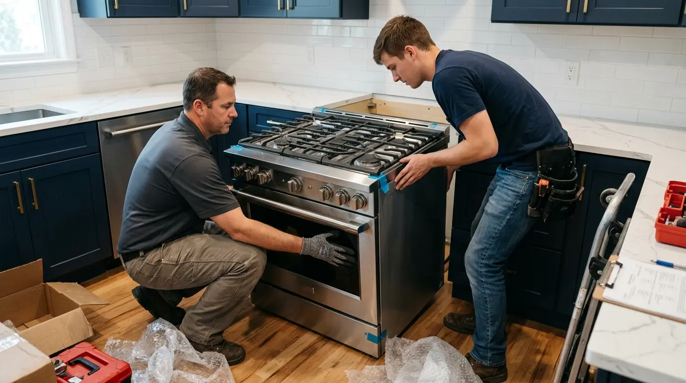 Gas Range & Dryer Hookup technician at work in Farmington, NM